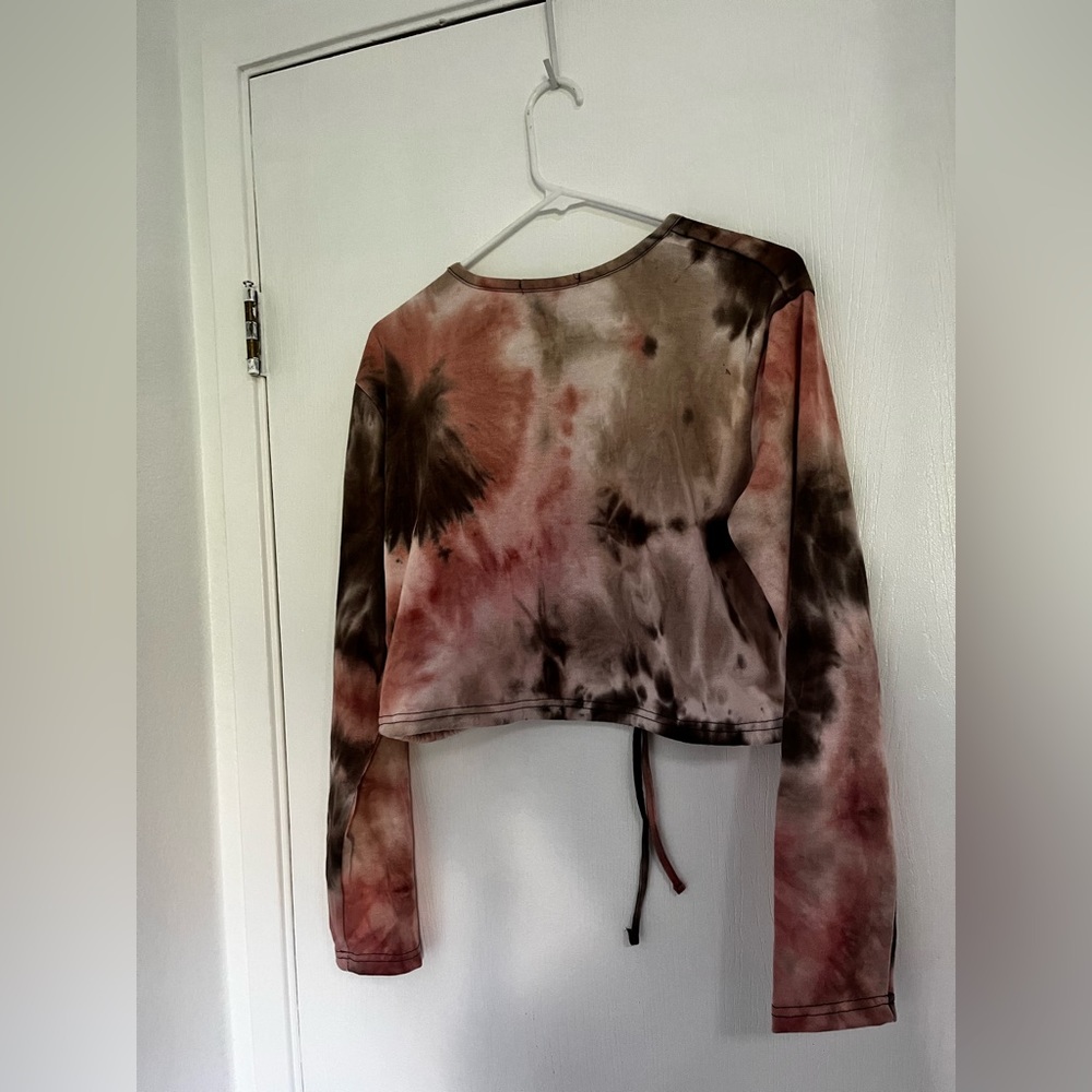 cropped drawstring pink and grey marble sweater from ALIGN COLLECTIVE